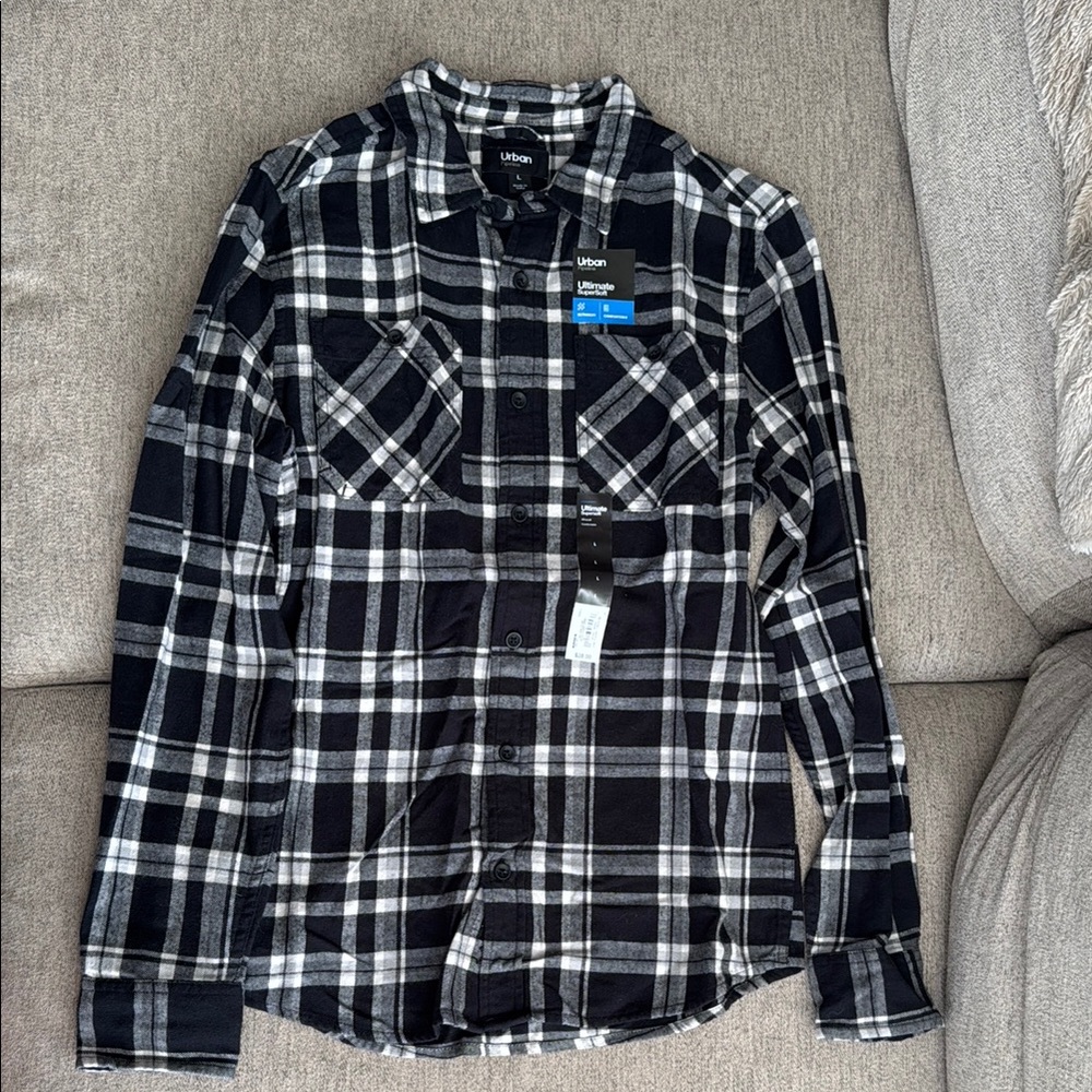 Urban Outfitters Navy and White Checkered Shirt